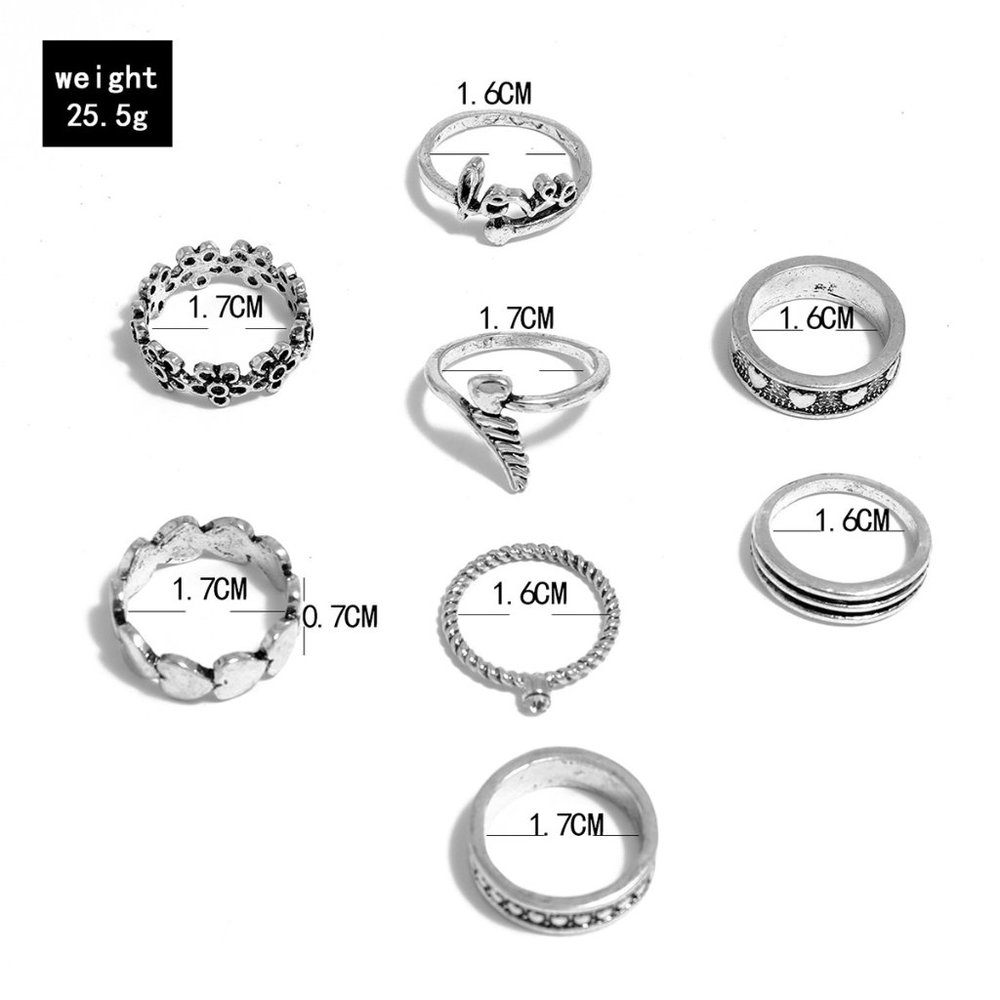 Hearts & Flowers 8  piece Ring Set - Picture 3 of 3